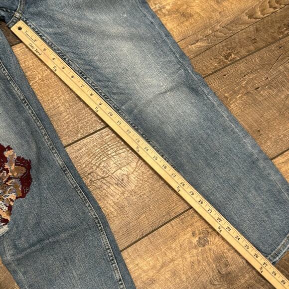 Pilcro Mid Rise Slim Boyfriend Jeans Embroidered Medium Wash Size 28 - Picture 6 of 11